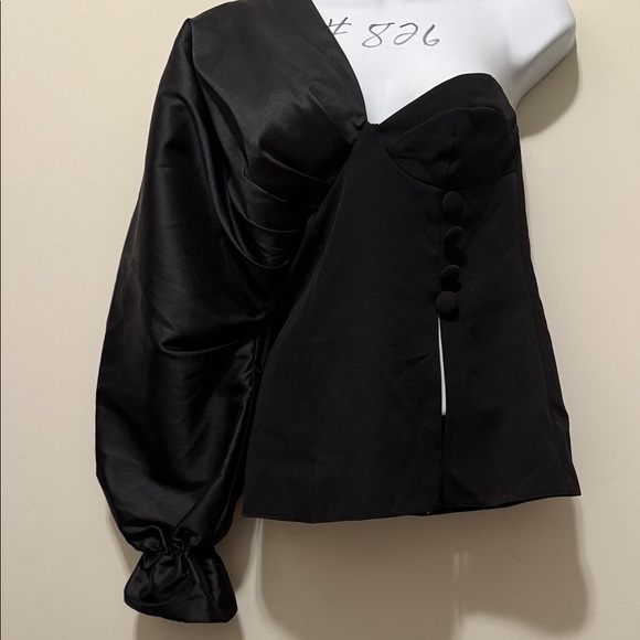 ASOS Luxe Elegant Black One-Shoulder Top - Picture 3 of 12